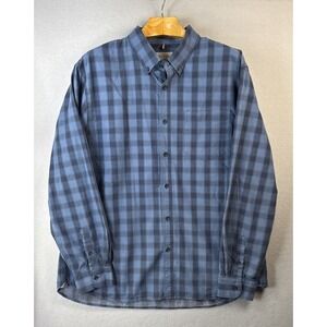 Boston Traders Button Down Shirt Mens Size XXL 2XL Long Sleeve Blue Plaid Cotton